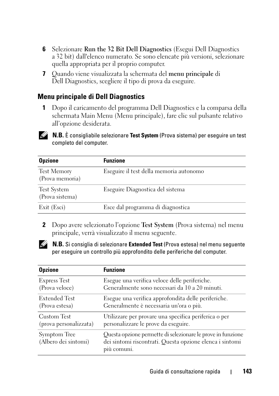 Menu principale di dell diagnostics | Dell Latitude D430 (Mid 2007) User Manual | Page 143 / 176