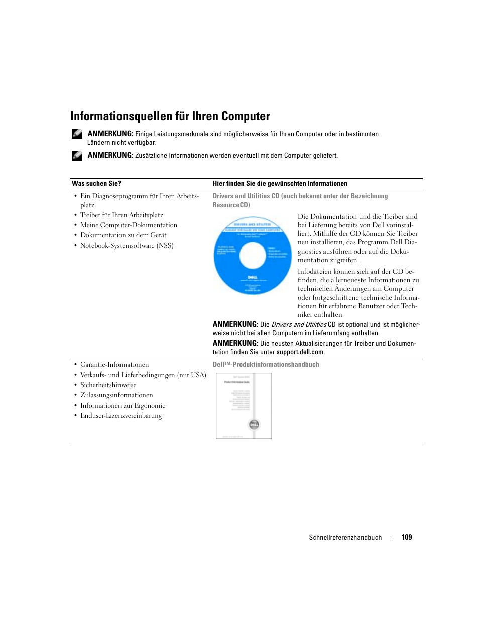 Informationsquellen für ihren computer | Dell Precision M70 User Manual | Page 109 / 182