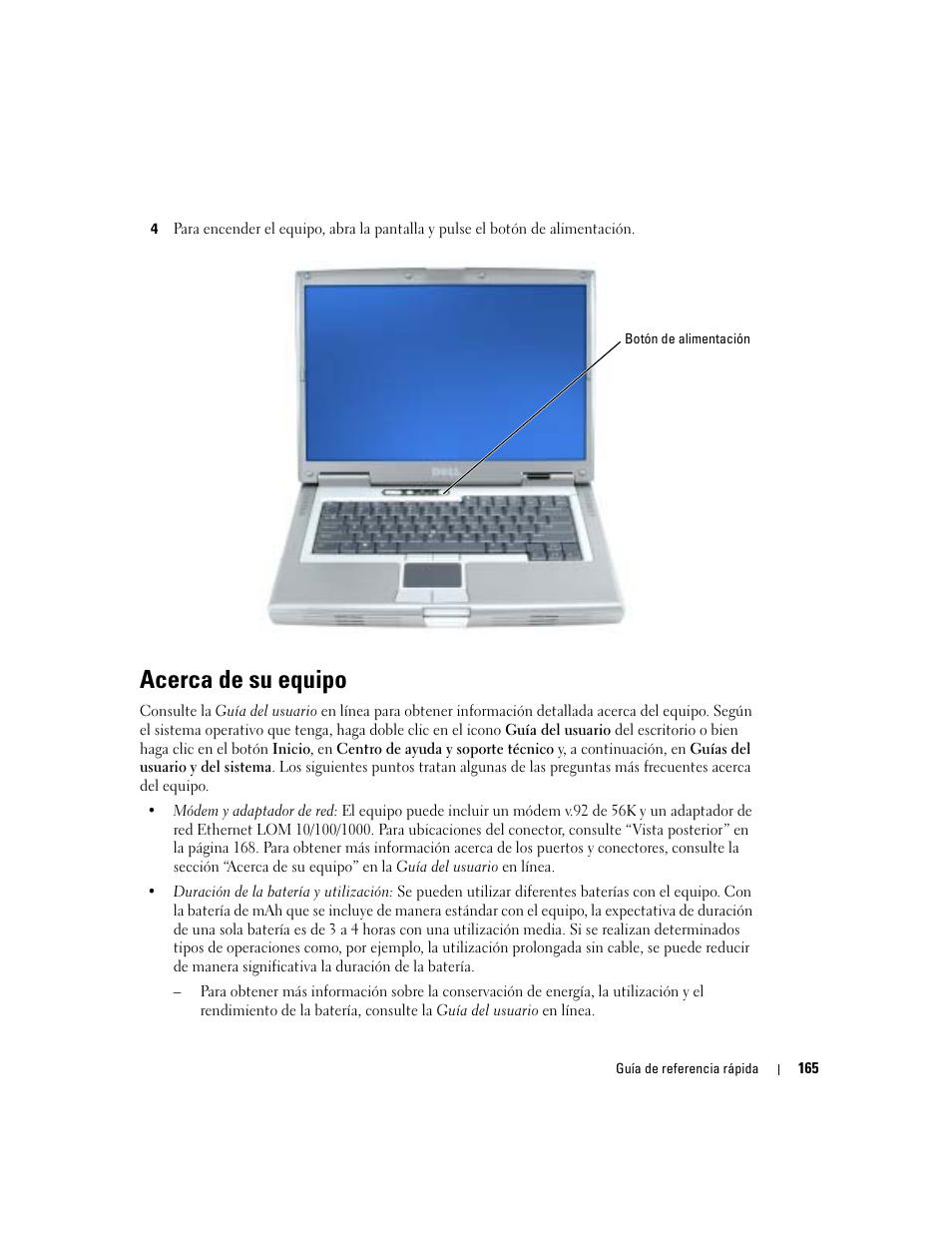 Acerca de su equipo | Dell Precision M70 User Manual | Page 165 / 182