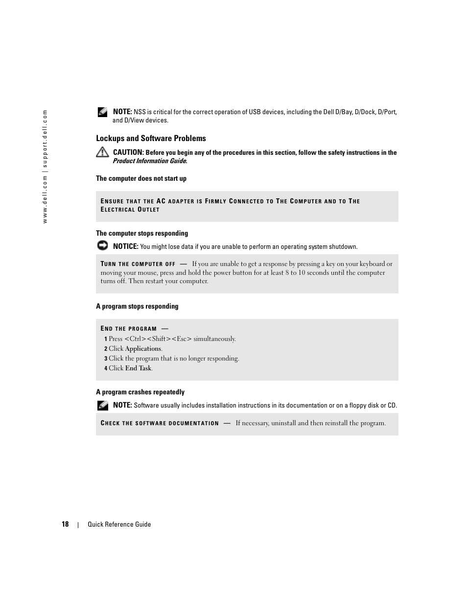 Lockups and software problems | Dell Precision M70 User Manual | Page 18 / 182