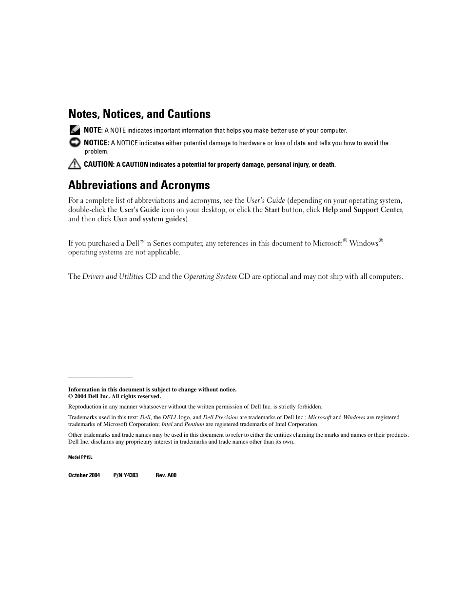 Abbreviations and acronyms | Dell Precision M70 User Manual | Page 2 / 182