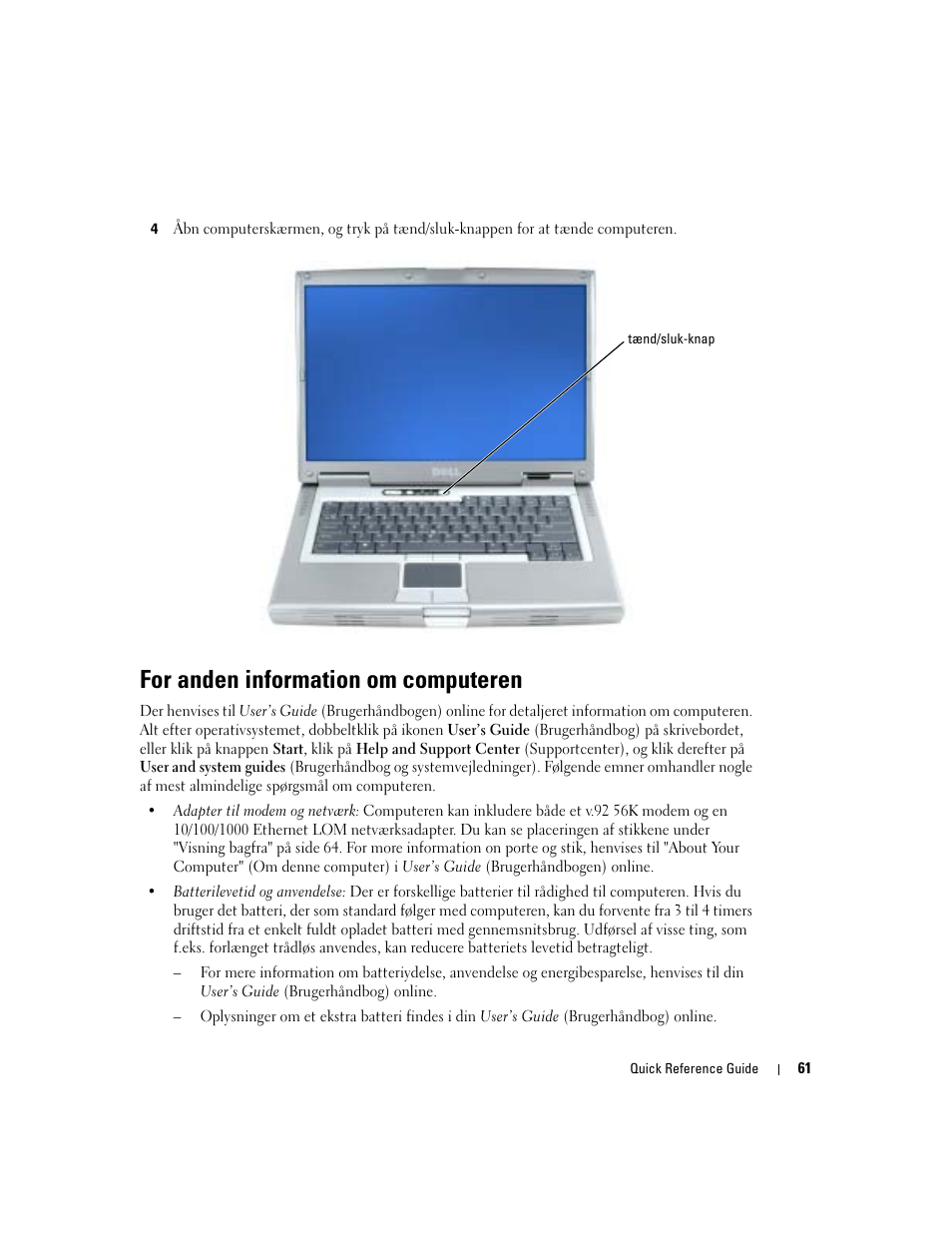 For anden information om computeren | Dell Precision M70 User Manual | Page 61 / 182