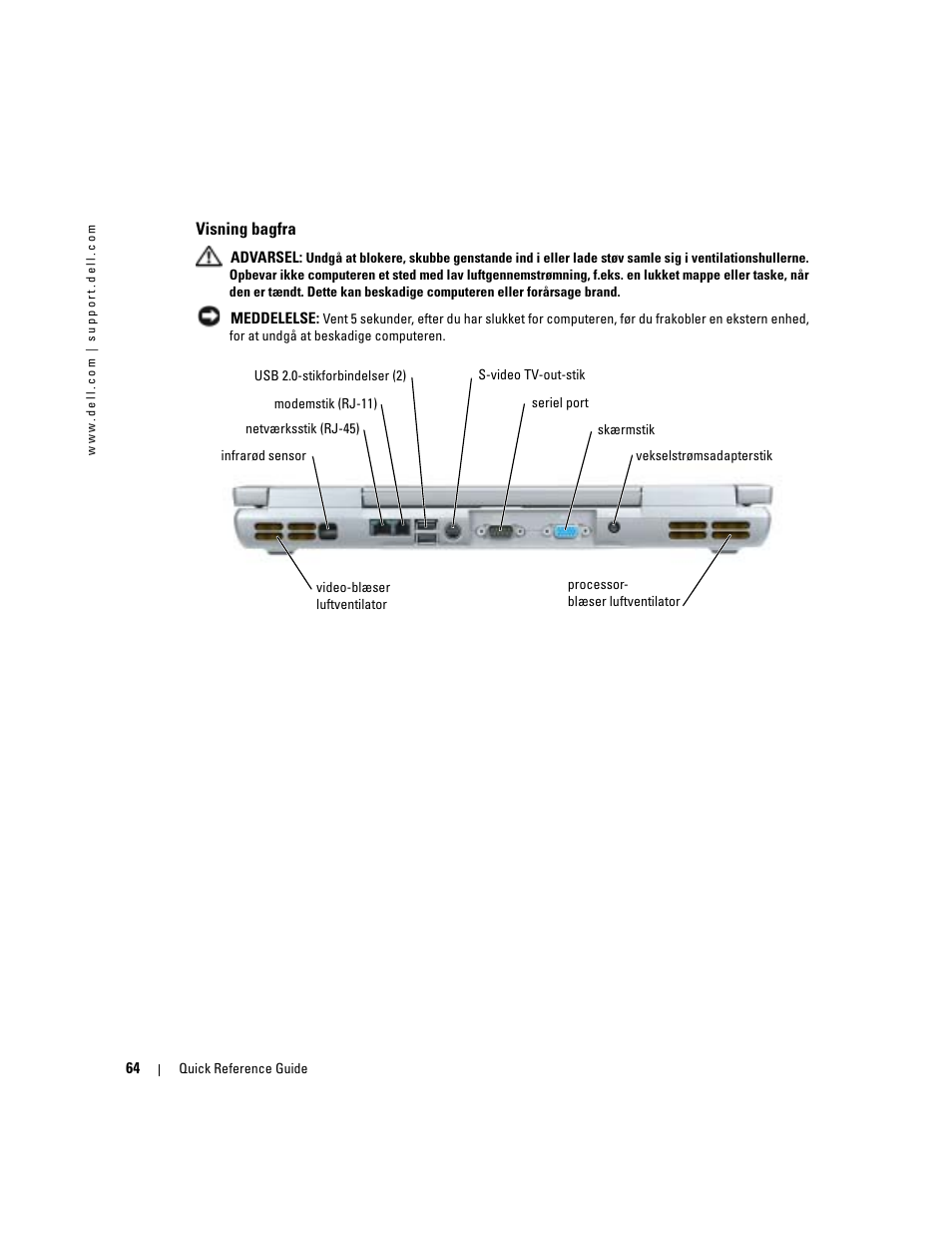 Visning bagfra | Dell Precision M70 User Manual | Page 64 / 182