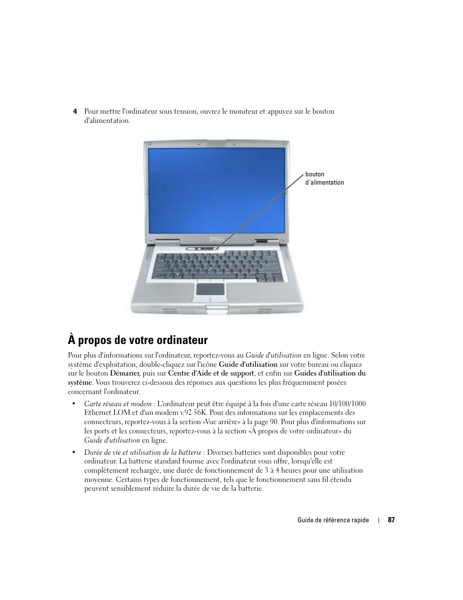 À propos de votre ordinateur | Dell Precision M70 User Manual | Page 87 / 182