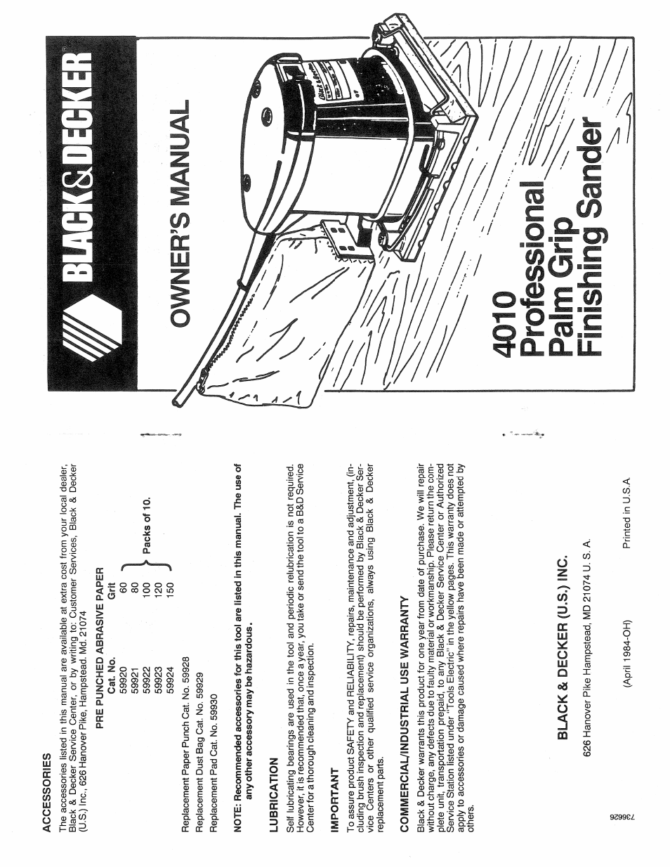 Black & Decker 4010 User Manual | 4 pages