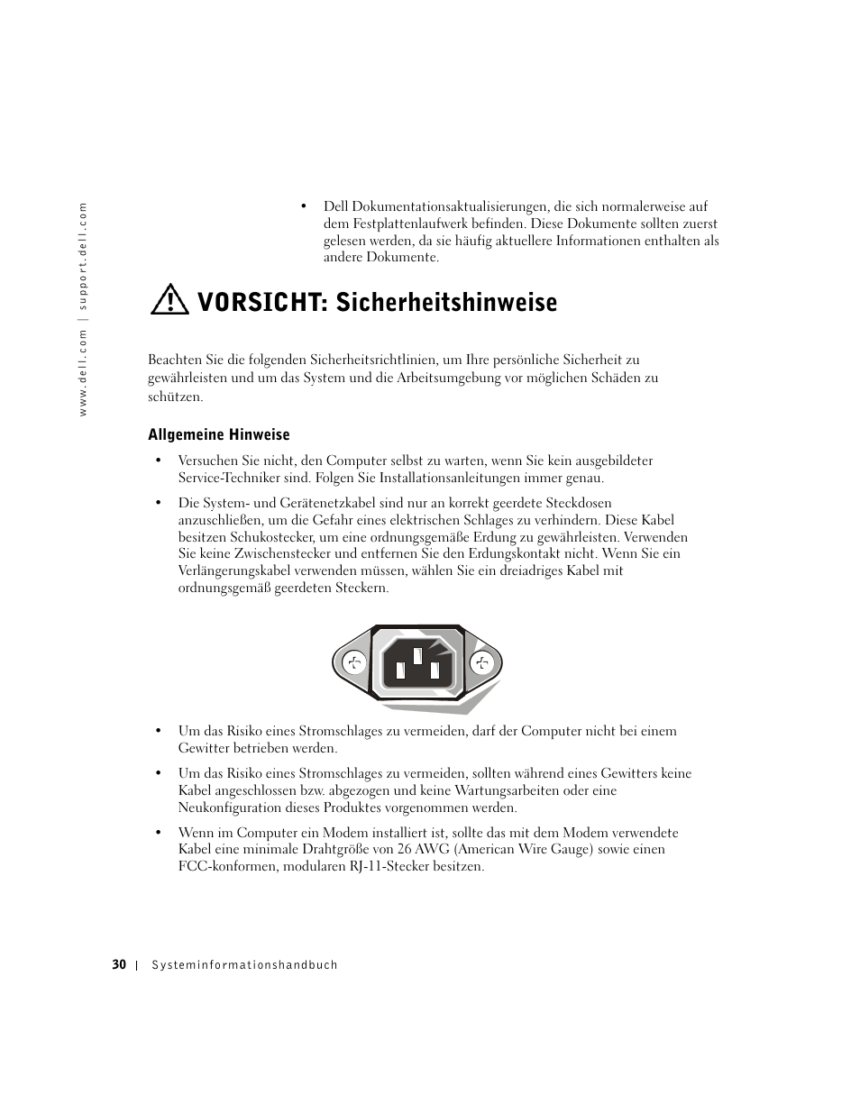 Vorsicht: sicherheitshinweise, Allgemeine hinweise | Dell Precision 340 User Manual | Page 31 / 62