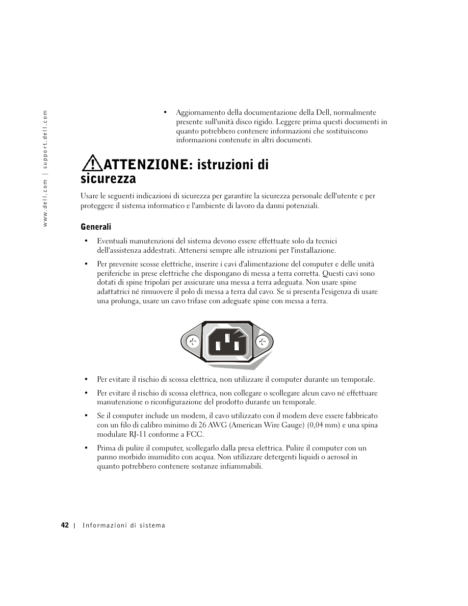 Attenzione: istruzioni di sicurezza, Generali | Dell Precision 340 User Manual | Page 43 / 62