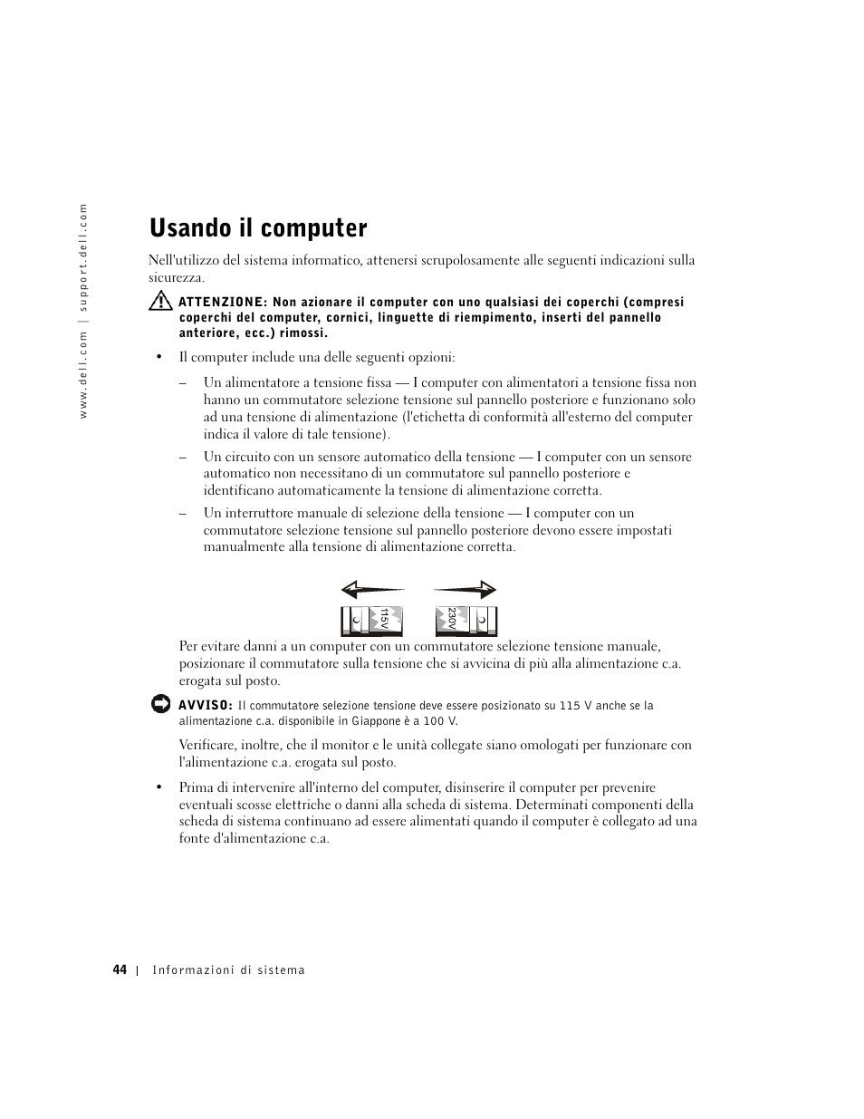 Usando il computer | Dell Precision 340 User Manual | Page 45 / 62