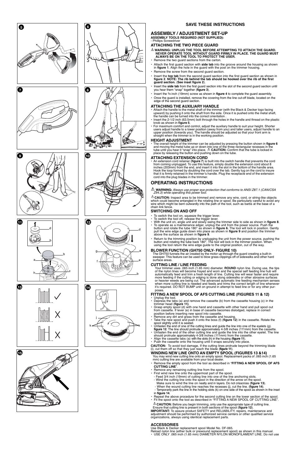 Assembly / adjustment set-up, Operating instructions | Black & Decker 90524916 User Manual | Page 2 / 6