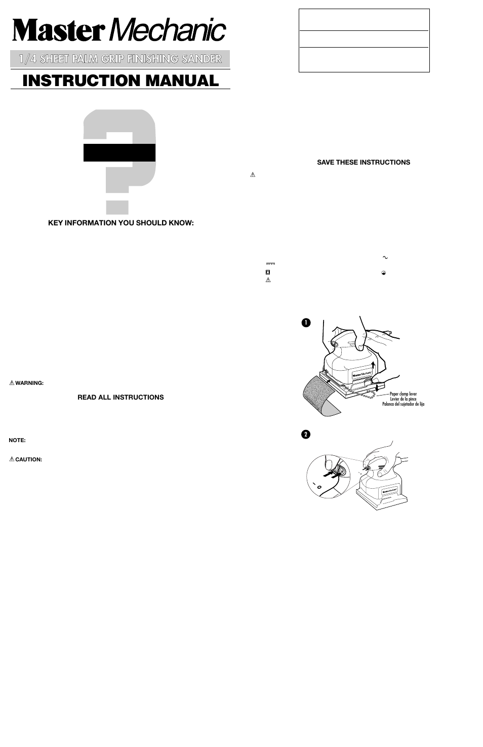 Black & Decker Master Mechanic 390002-01 User Manual | 4 pages