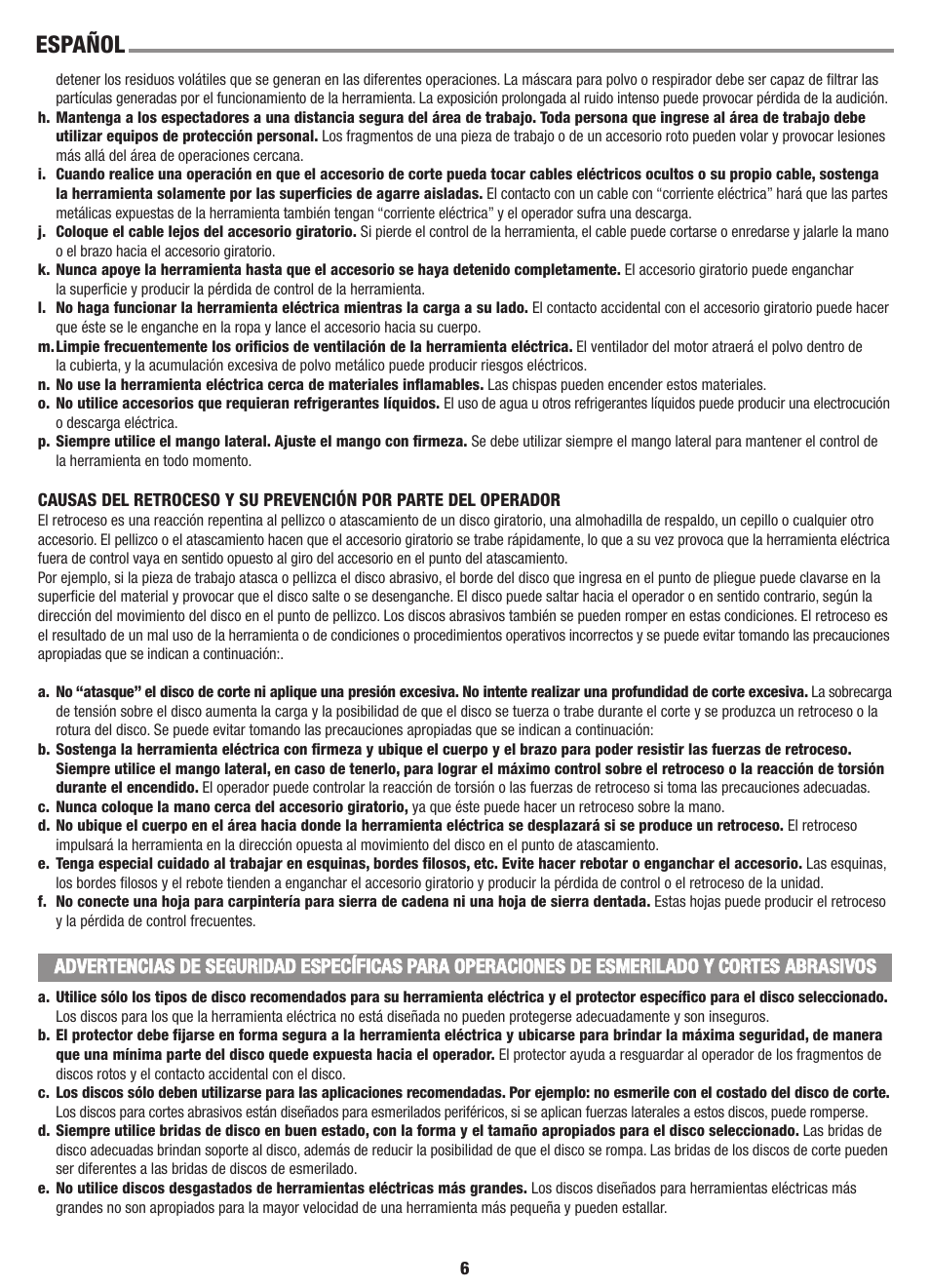 Español | Black & Decker Linea Pro G720 User Manual | Page 6 / 16