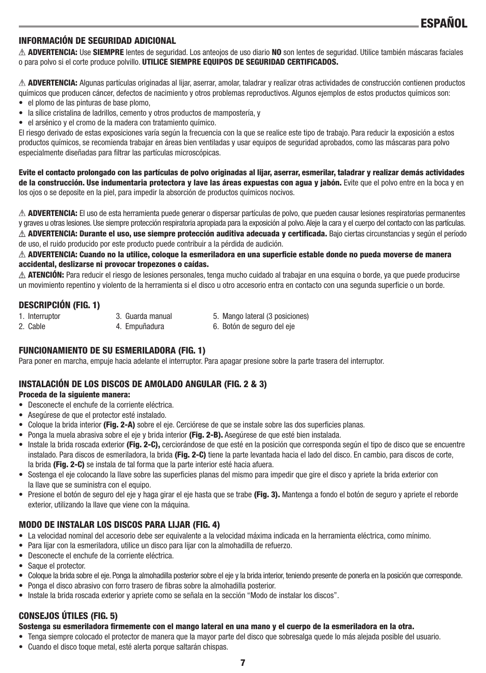 Español | Black & Decker Linea Pro G720 User Manual | Page 7 / 16