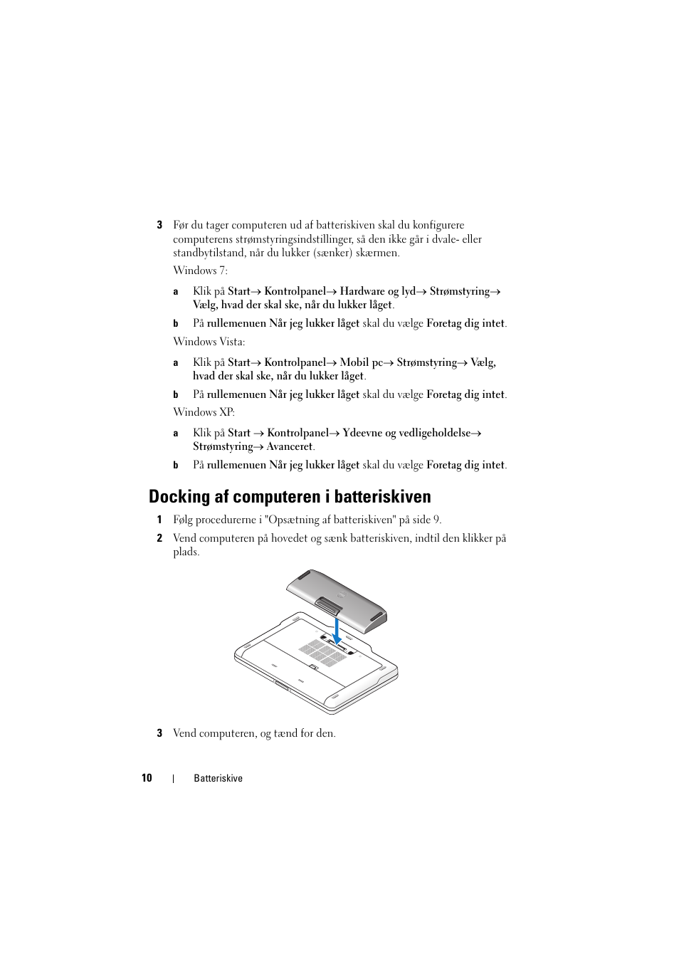 Docking af computeren i batteriskiven | Dell Latitude E5420 (Early 2011) User Manual | Page 12 / 88