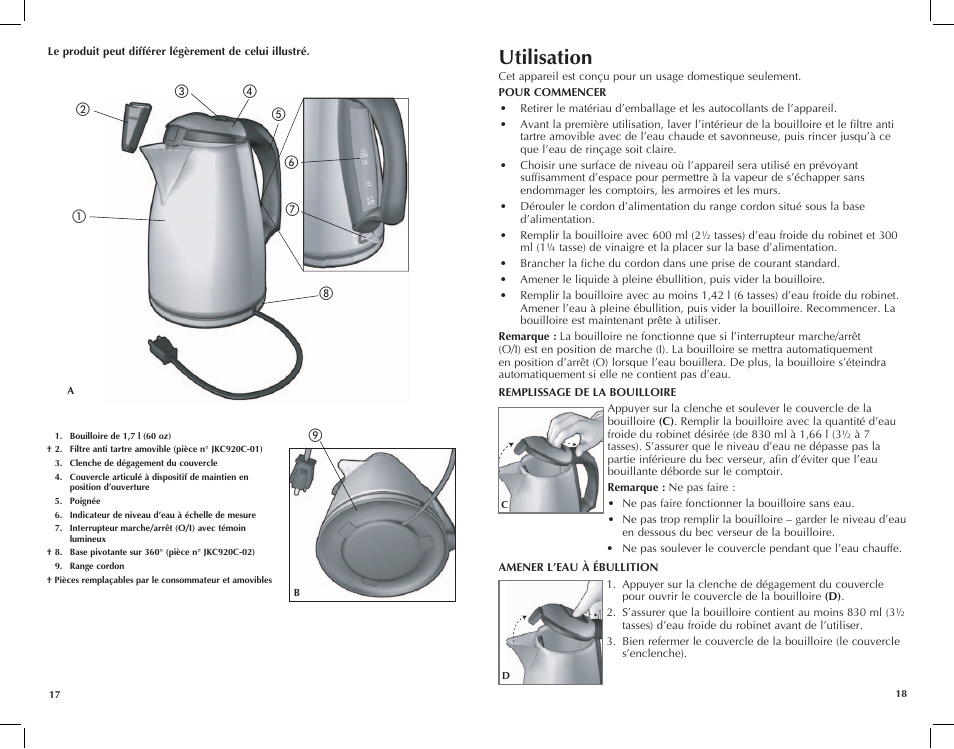 Utilisation | Black & Decker JKC920 User Manual | Page 10 / 15