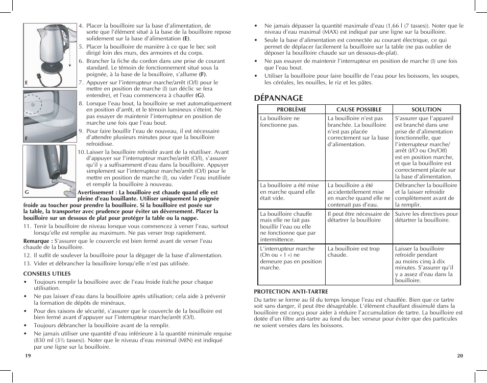 Dépannage | Black & Decker JKC920 User Manual | Page 11 / 15