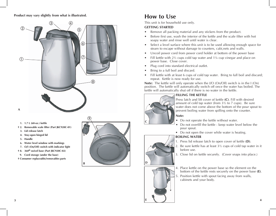 How to use | Black & Decker JKC920 User Manual | Page 3 / 15