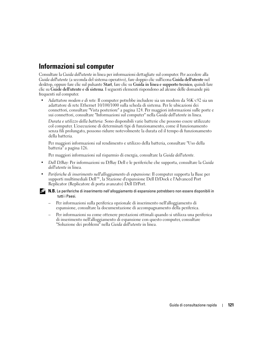 Informazioni sul computer | Dell Latitude D410 User Manual | Page 121 / 166