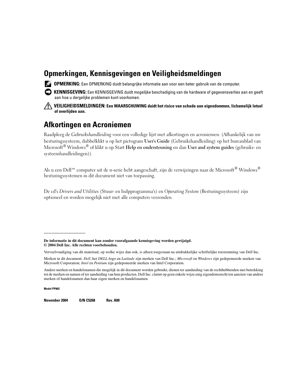 Afkortingen en acroniemen | Dell Latitude D410 User Manual | Page 28 / 166