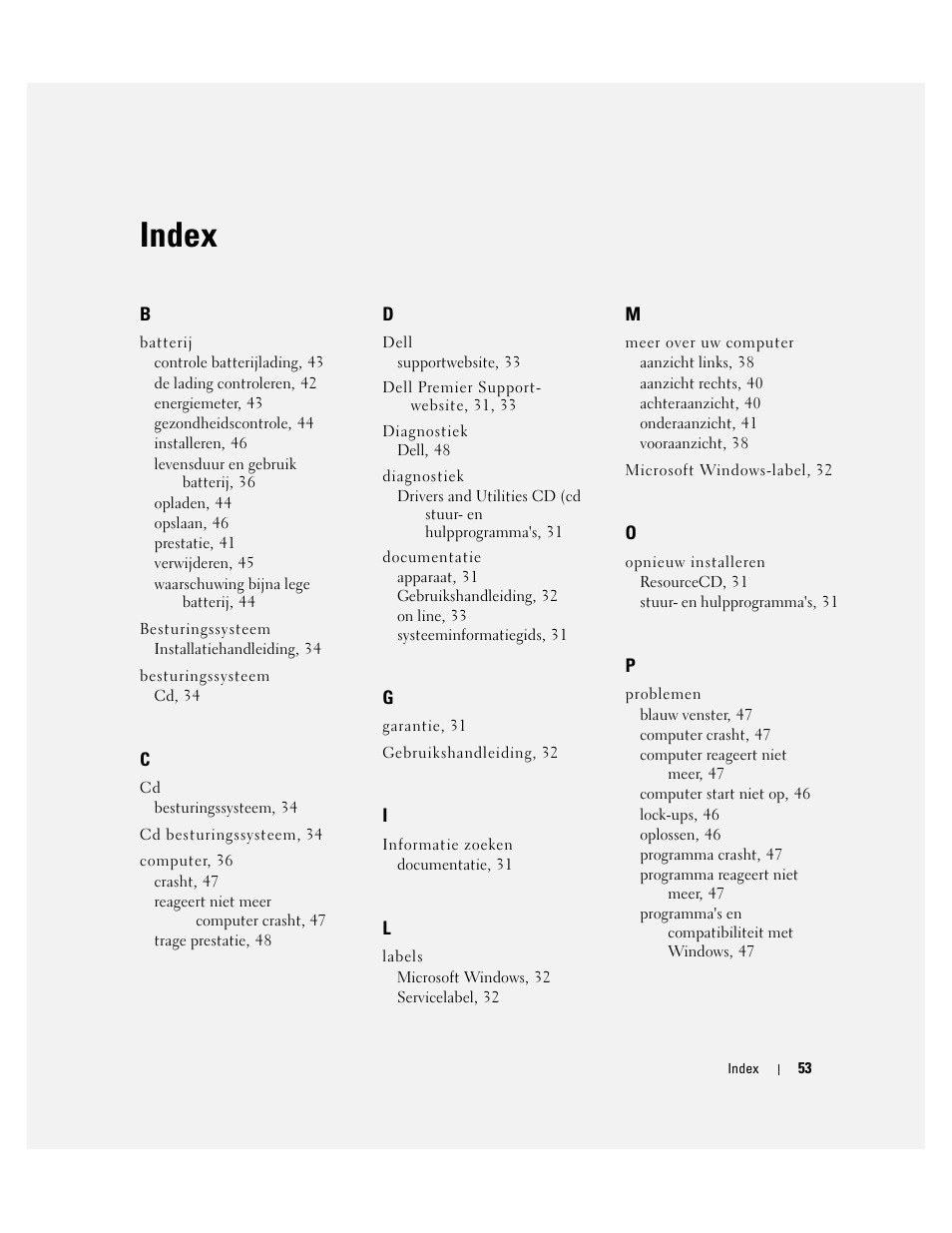 Index | Dell Latitude D410 User Manual | Page 53 / 166