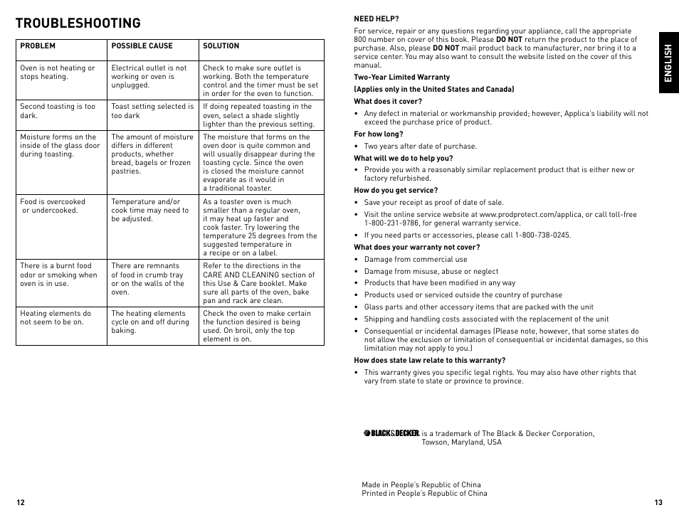 Troubleshooting | Black & Decker TRO4085 User Manual | Page 7 / 17