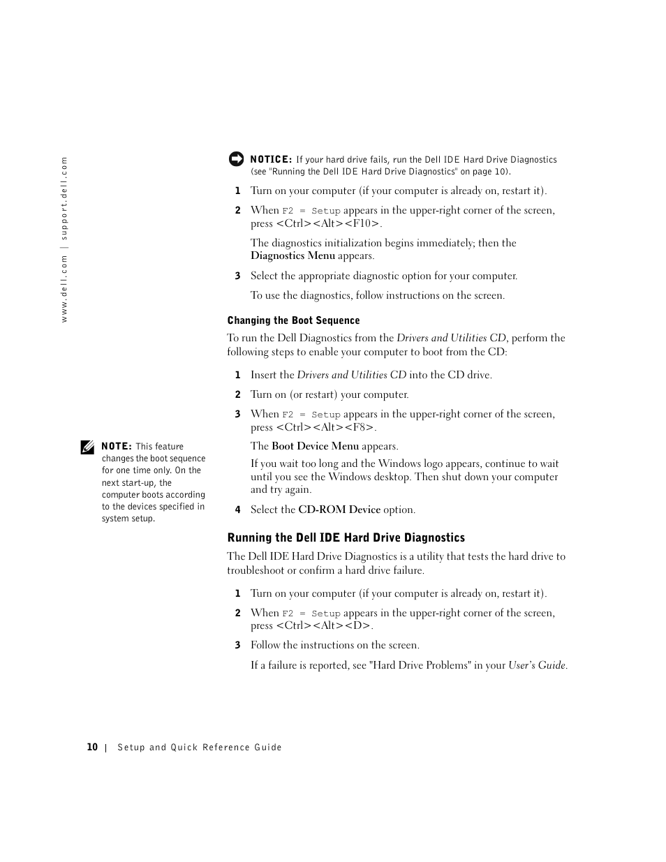 Running the dell ide hard drive diagnostics | Dell OptiPlex GX60 User Manual | Page 11 / 96