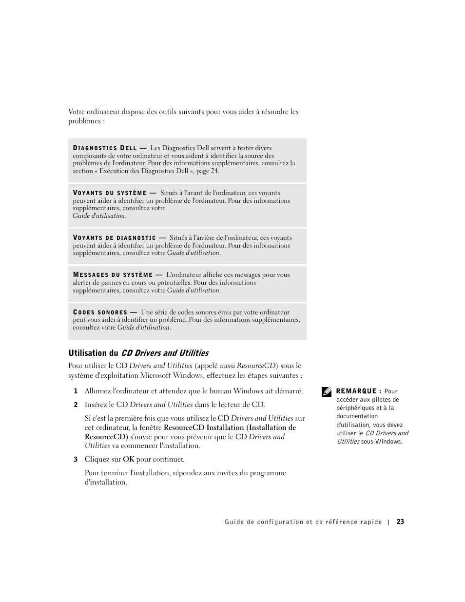 Utilisation du cd drivers and utilities | Dell OptiPlex GX60 User Manual | Page 24 / 96