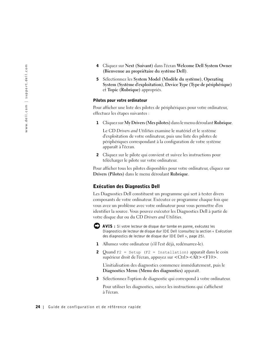 Exécution des diagnostics dell | Dell OptiPlex GX60 User Manual | Page 25 / 96