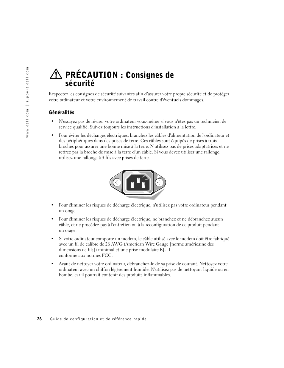 Précaution : consignes de sécurité, Généralités | Dell OptiPlex GX60 User Manual | Page 27 / 96