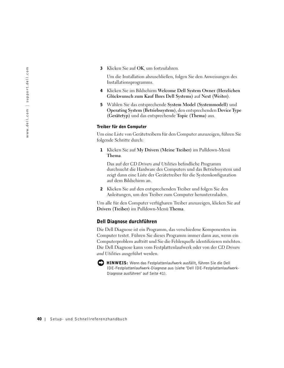Dell diagnose durchführen | Dell OptiPlex GX60 User Manual | Page 41 / 96