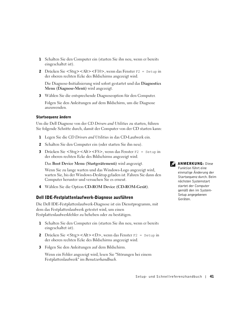 Dell ide-festplattenlaufwerk-diagnose ausführen | Dell OptiPlex GX60 User Manual | Page 42 / 96