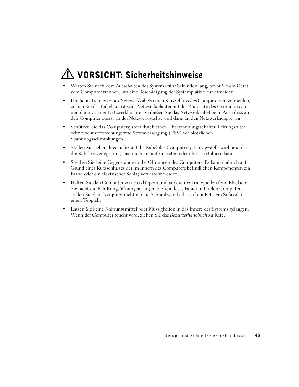 Vorsicht: sicherheitshinweise | Dell OptiPlex GX60 User Manual | Page 44 / 96
