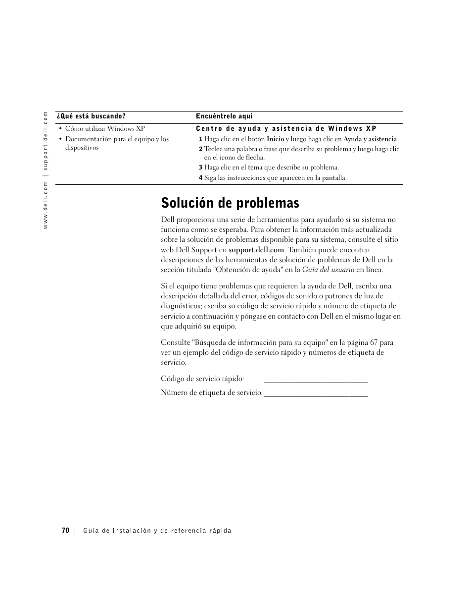 Solución de problemas | Dell OptiPlex GX60 User Manual | Page 71 / 96