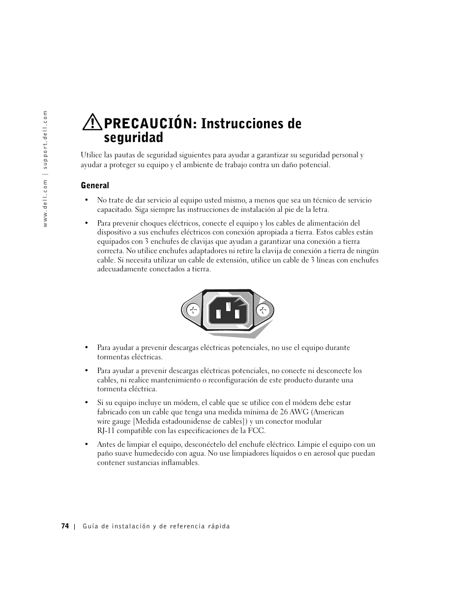 Precaución: instrucciones de seguridad, General | Dell OptiPlex GX60 User Manual | Page 75 / 96