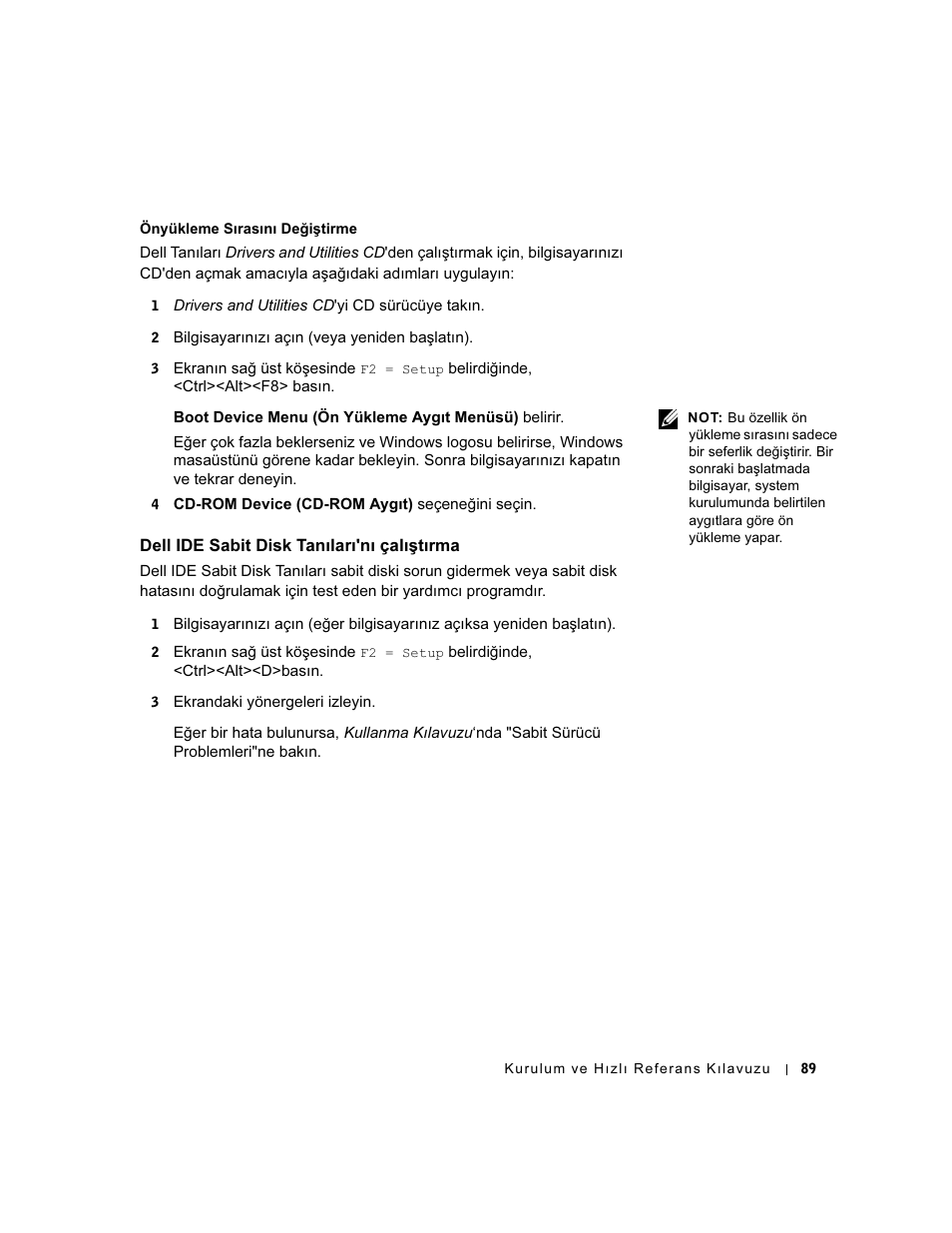 Dell ide sabit disk tanıları'nı çalıştırma | Dell OptiPlex GX60 User Manual | Page 90 / 96