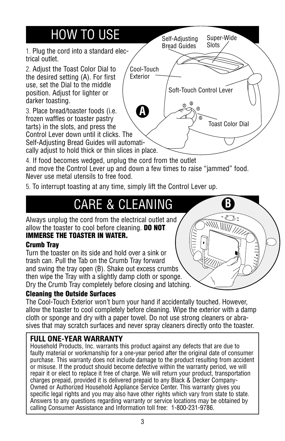 How to use, Care & cleaning, How to use care & cleaning | Black & Decker MGD100 User Manual | Page 3 / 4