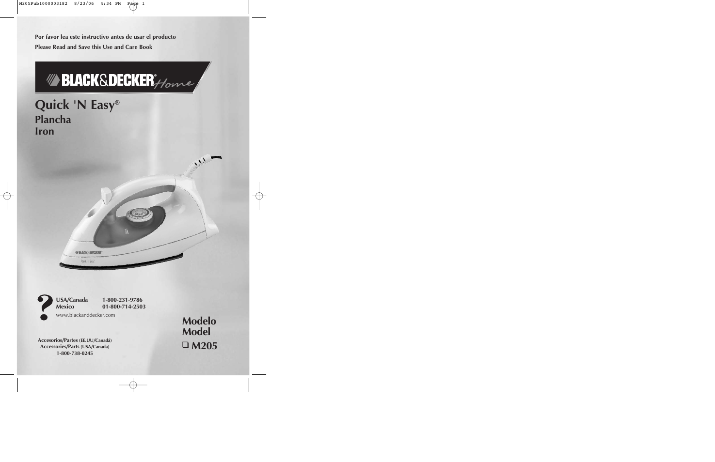 Black & Decker M205 User Manual | 9 pages