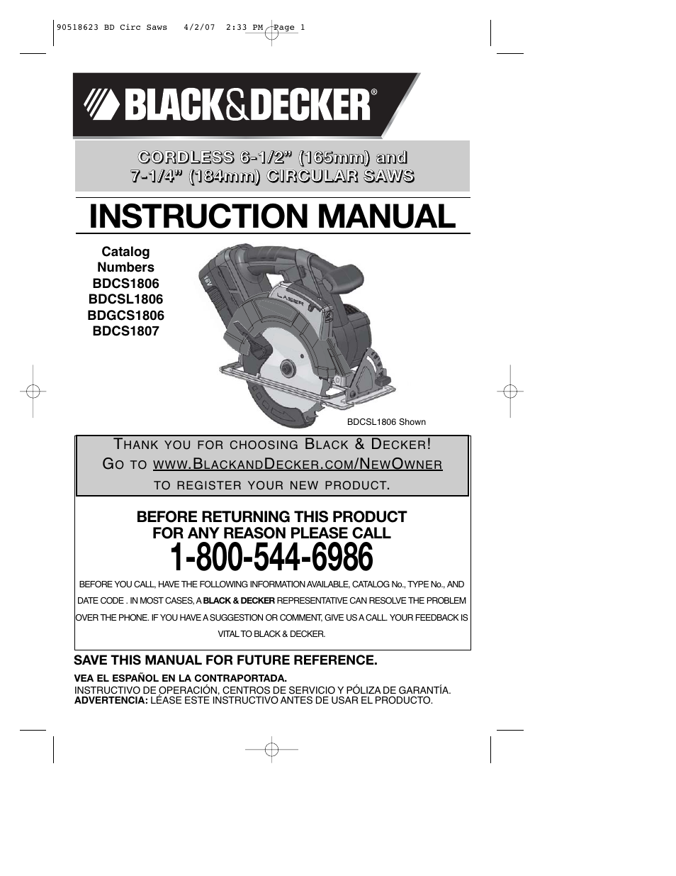 Black & Decker BDCS1806 User Manual | 56 pages
