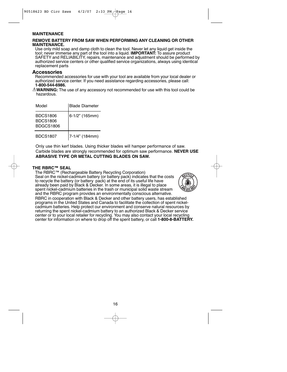 Black & Decker BDCS1806 User Manual | Page 16 / 56