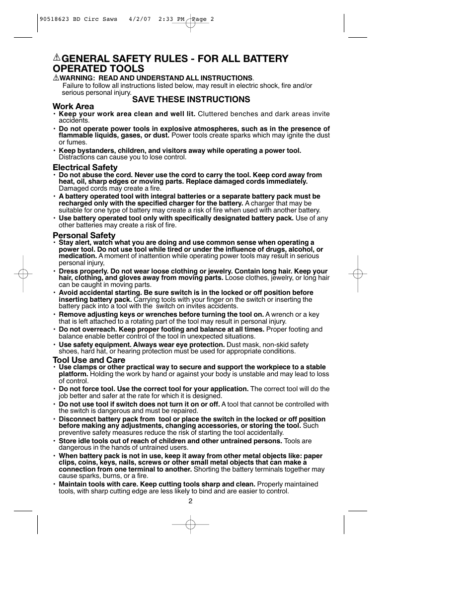 Black & Decker BDCS1806 User Manual | Page 2 / 56