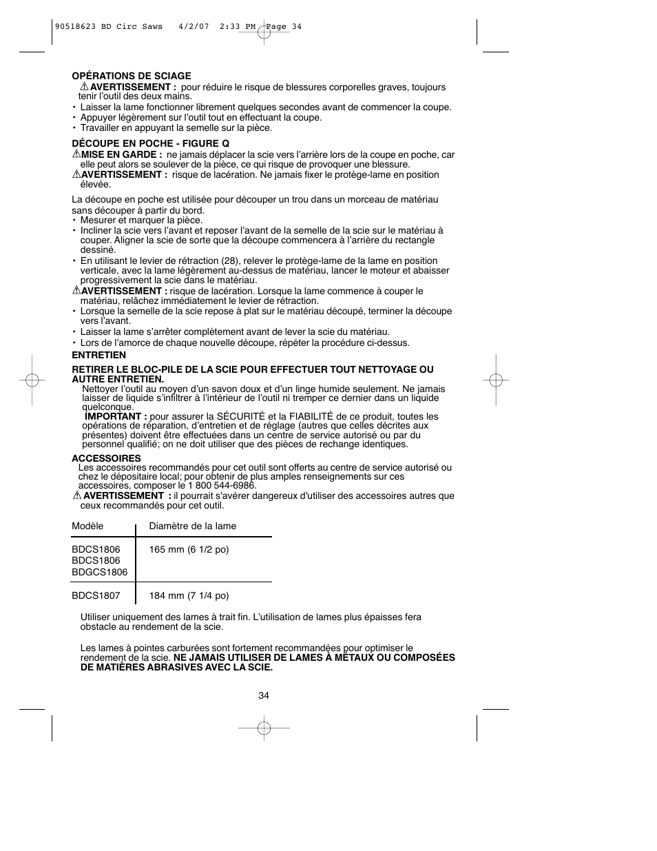 Black & Decker BDCS1806 User Manual | Page 34 / 56