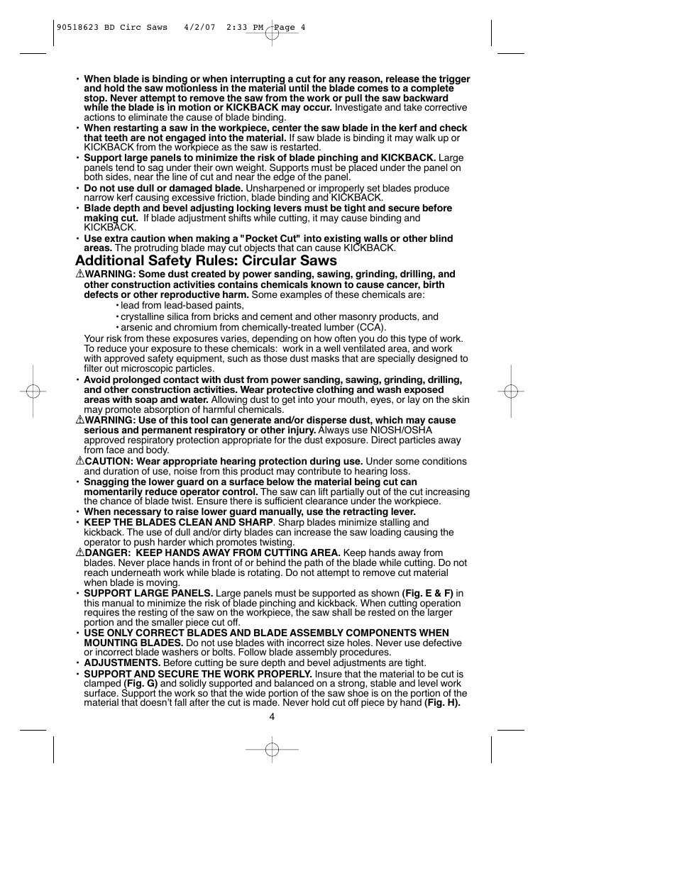 Additional safety rules: circular saws | Black & Decker BDCS1806 User Manual | Page 4 / 56