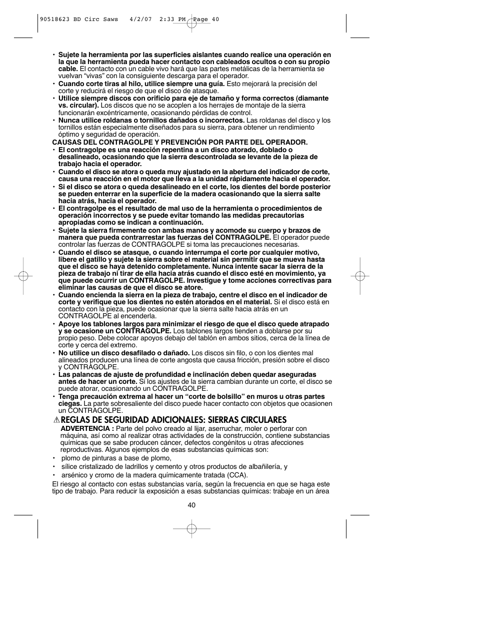 Black & Decker BDCS1806 User Manual | Page 40 / 56