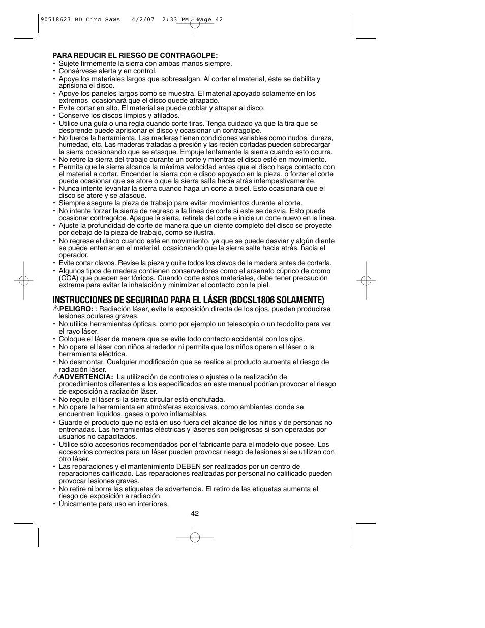 Black & Decker BDCS1806 User Manual | Page 42 / 56