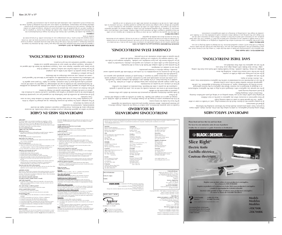 Black & Decker EK700BK User Manual | 2 pages