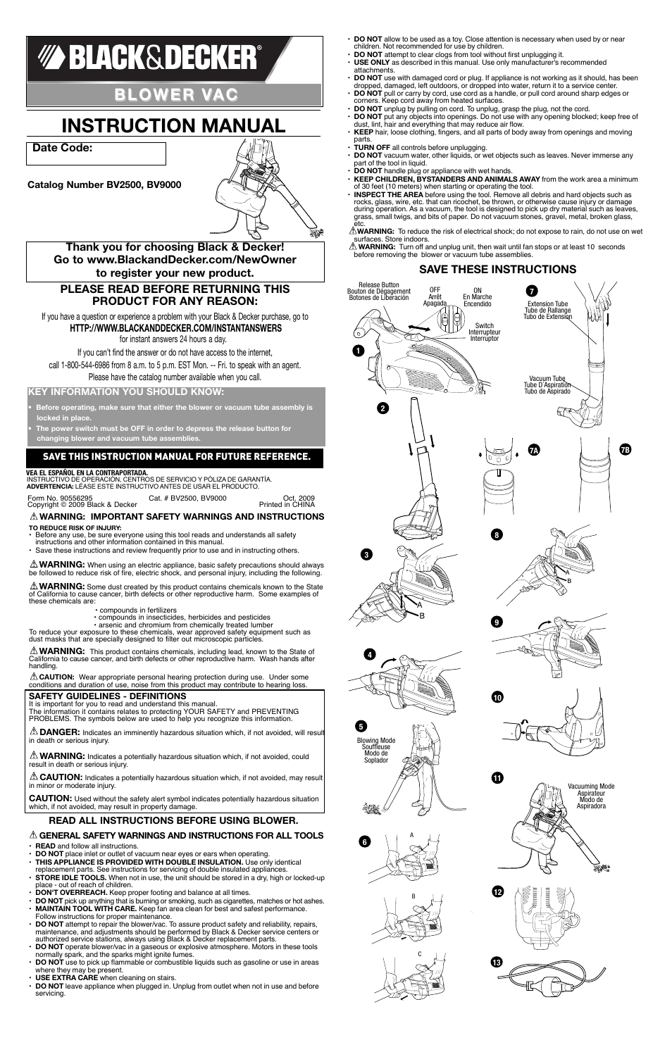 Black & Decker BV9000 User Manual | 6 pages