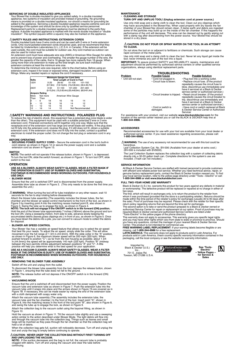 Black & Decker BV9000 User Manual | Page 2 / 6