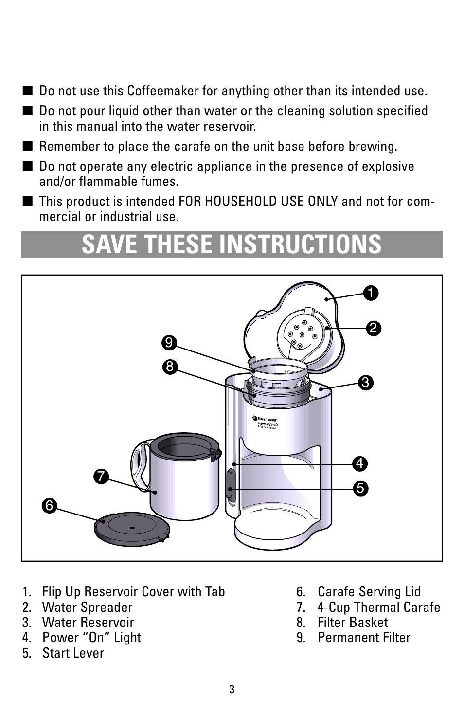 Save these instructions | Black & Decker DCM20WH User Manual | Page 3 / 10