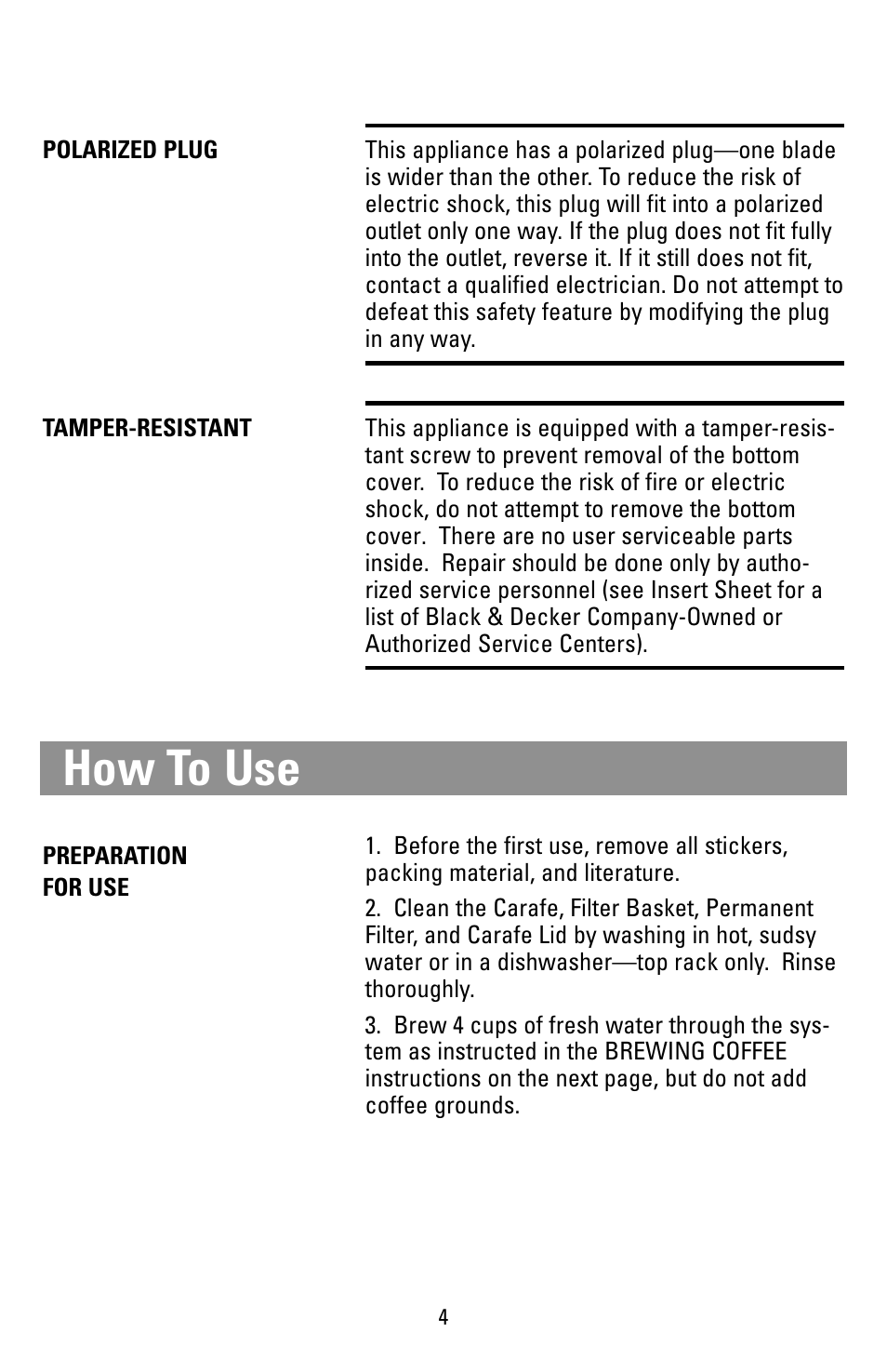How to use | Black & Decker DCM20WH User Manual | Page 4 / 10