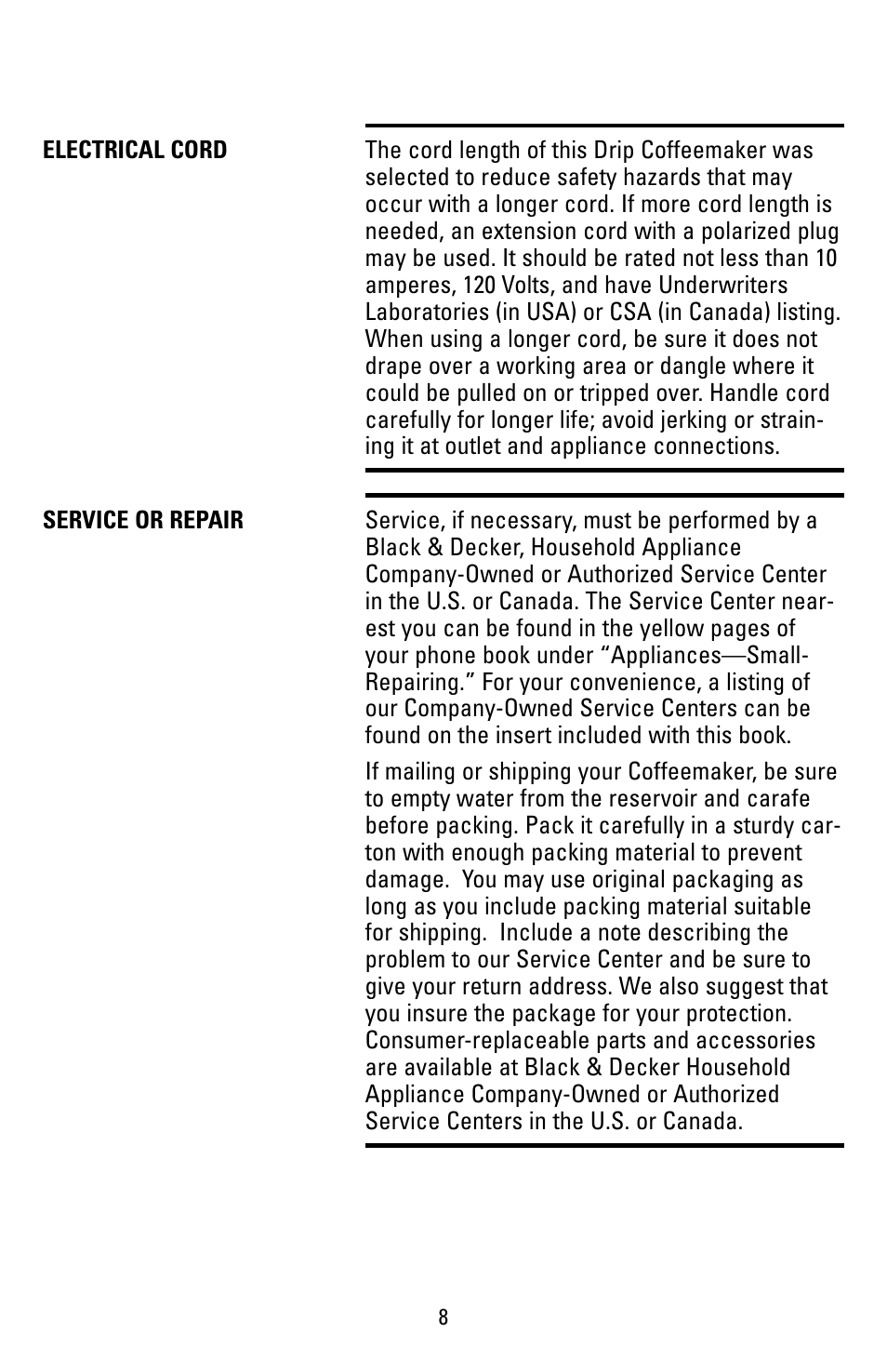 Black & Decker DCM20WH User Manual | Page 8 / 10