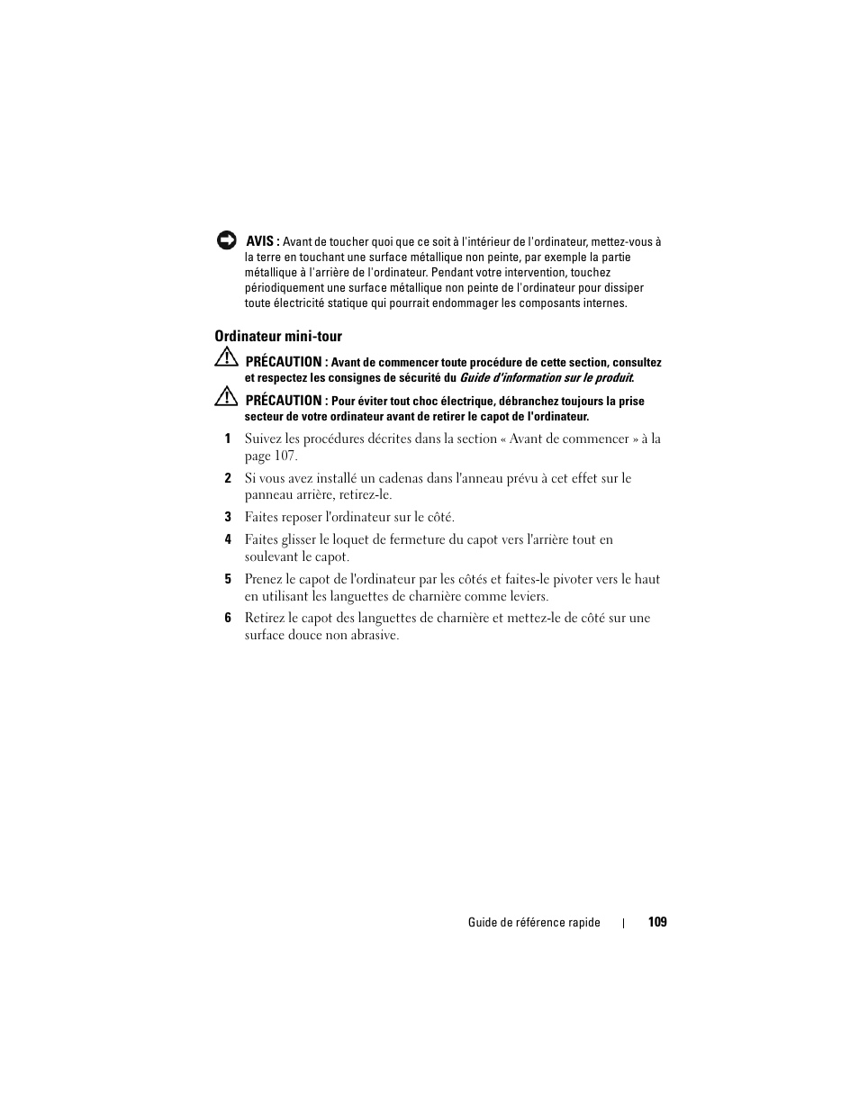Ordinateur mini-tour | Dell OptiPlex 740 User Manual | Page 109 / 388